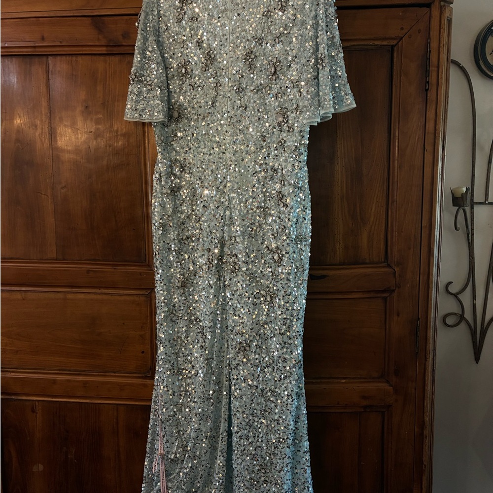 Mac Duggal Sparkling Blue Sequin Maxi Dress - Picture 4 of 7